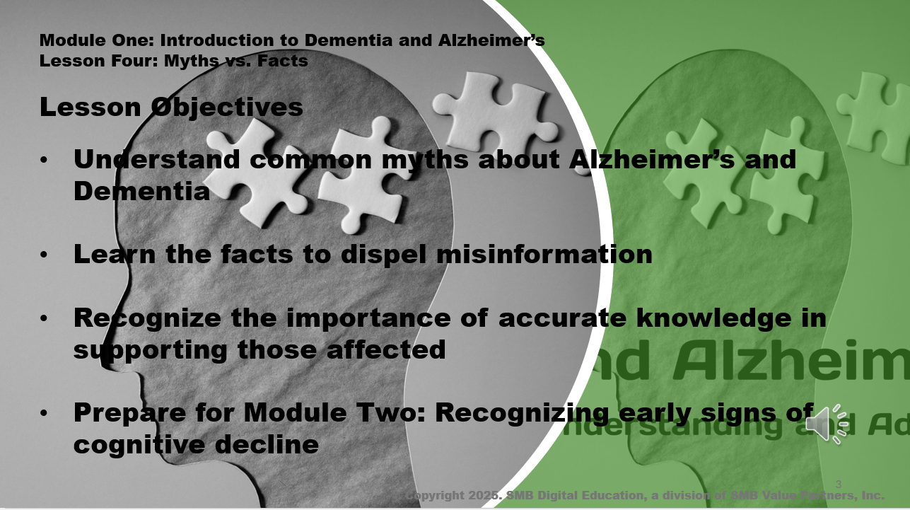 Alzheimer's: Myths vs. Facts M1L4 Thumbnail