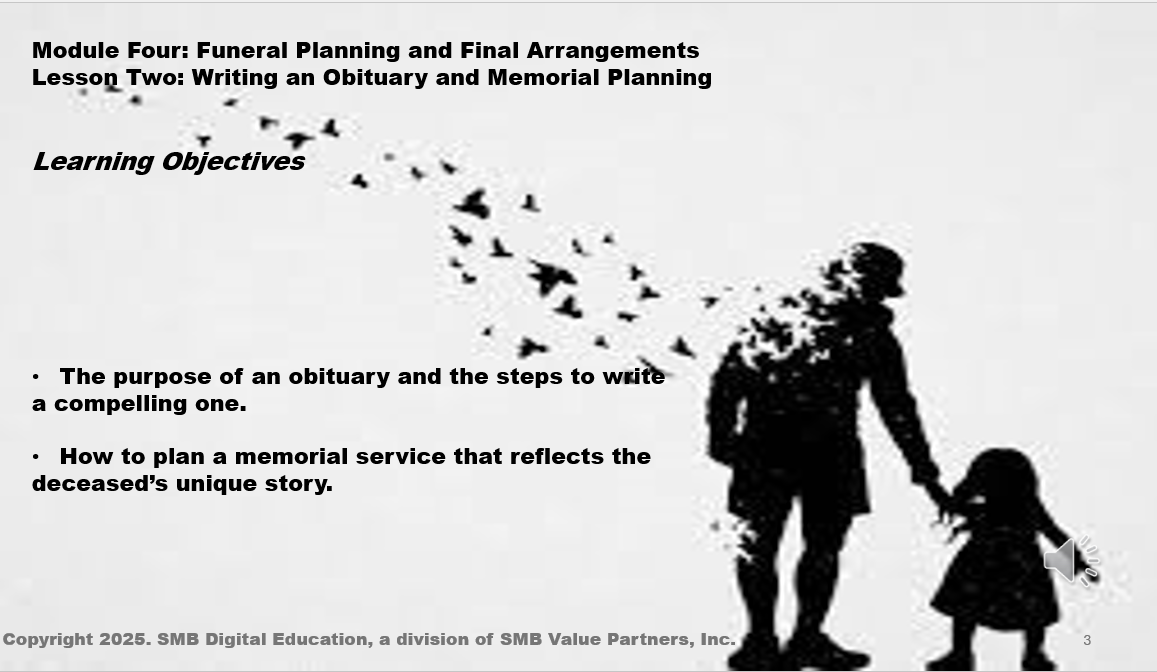 Writing an Obituary and Memorial Planning: Death & Dying with Dignity M4L2 Thumbnail