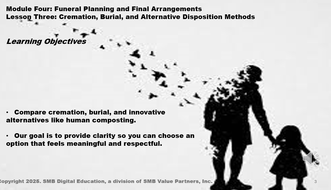 Cremation, Burial & Alternative Disposition Methods: Death & Dying with Dignity M4L3 Thumbnail