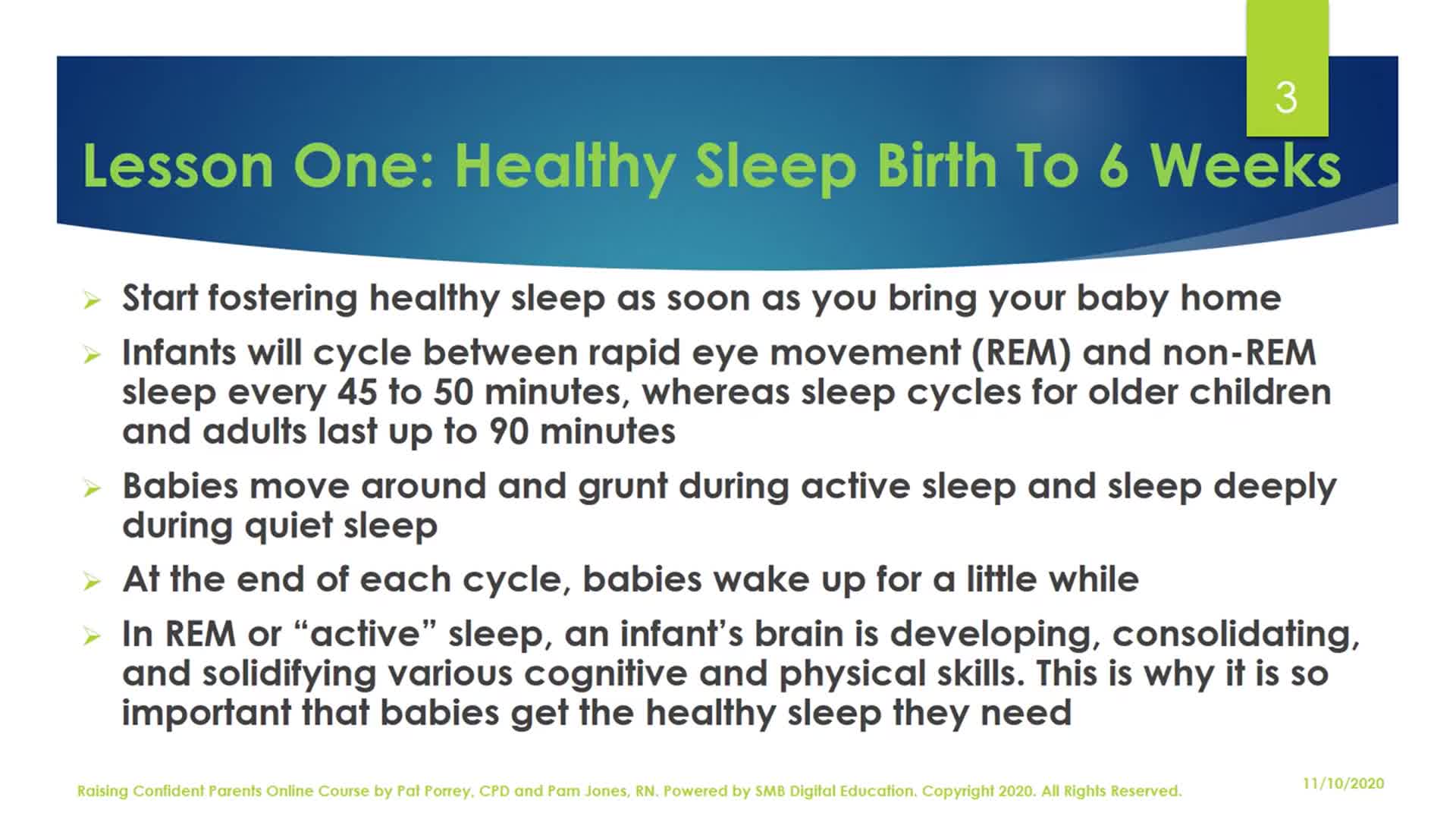 Healthy Sleep. Birth to 6 Weeks: Pregnancy 2 Parenting M7L1 Thumbnail